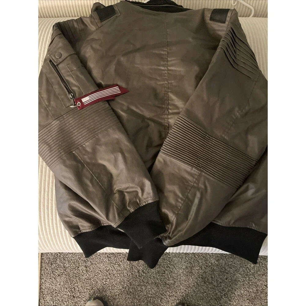 Smoke Rise Brown Full Zip Bomber FLIGHT JACKET  Size Mens XL Brown/ Black
